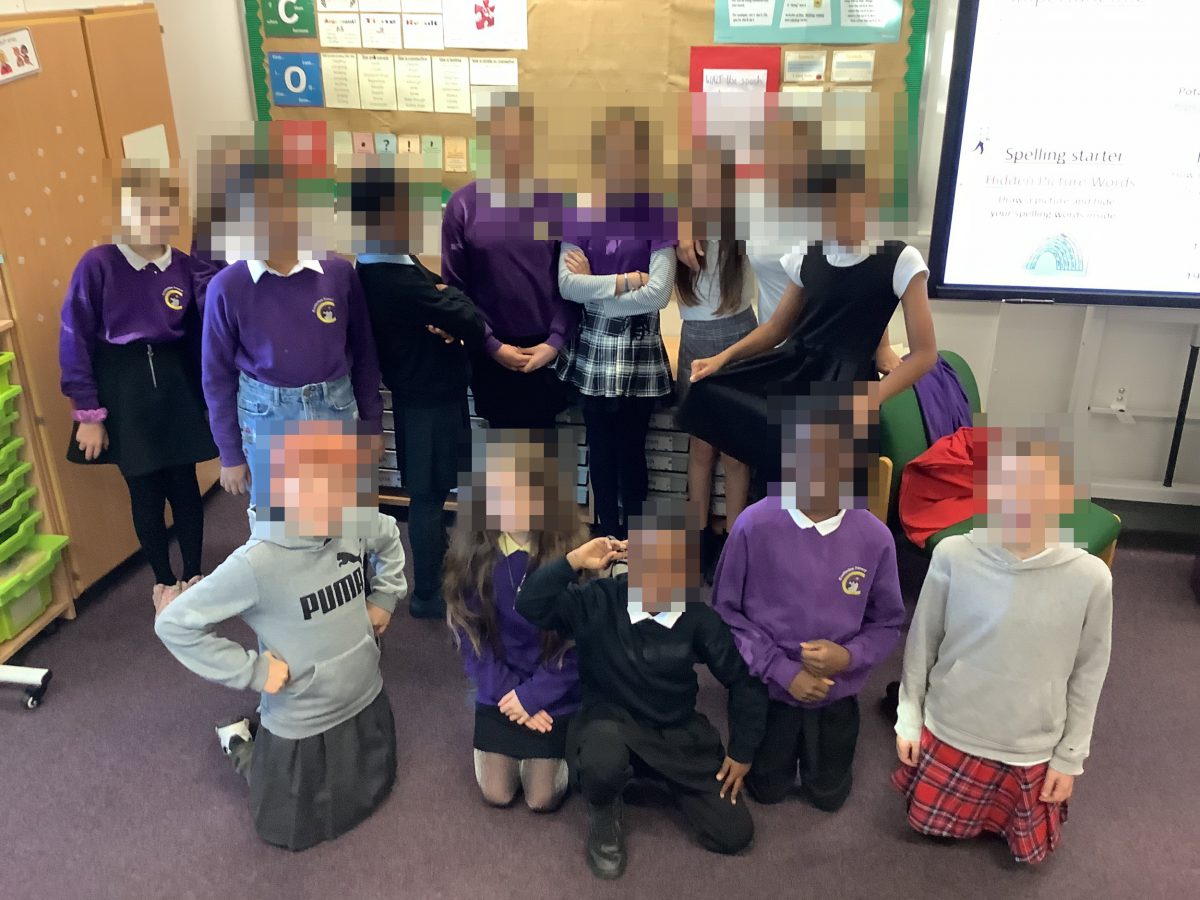 Castleview Primary School pupils wearing skirts in support of the movement.
