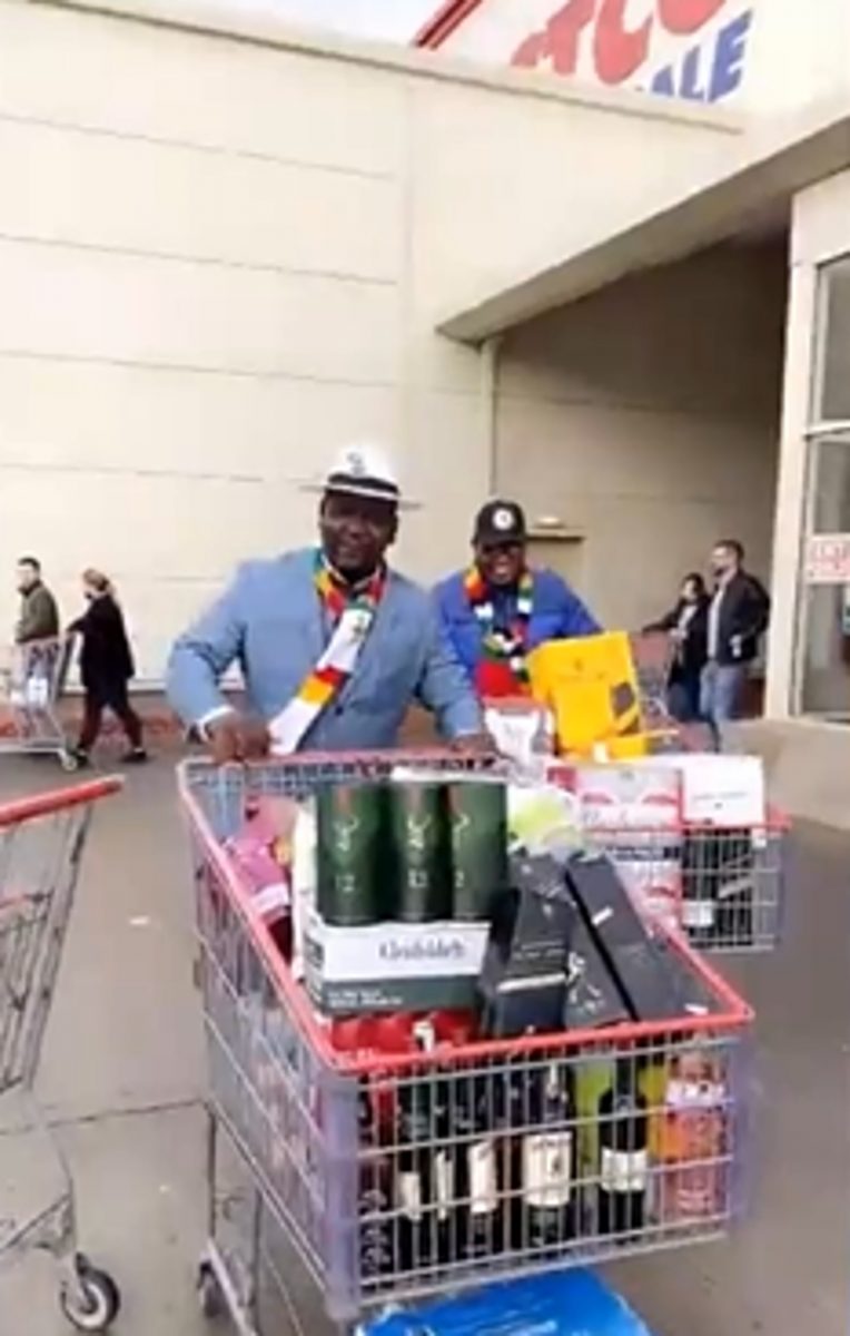 Zanu PF supporters leaving Costco with a huge amount of booze
