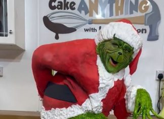 The life sized Grinch cake
