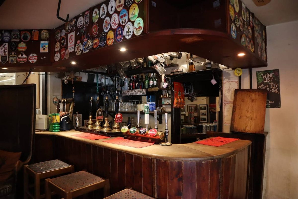 The bar inside the pub