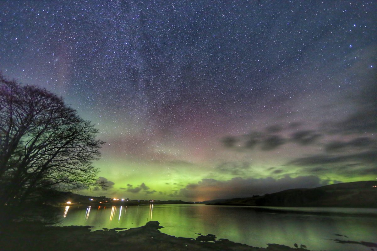The Northern Lights over Loch Snizort.
