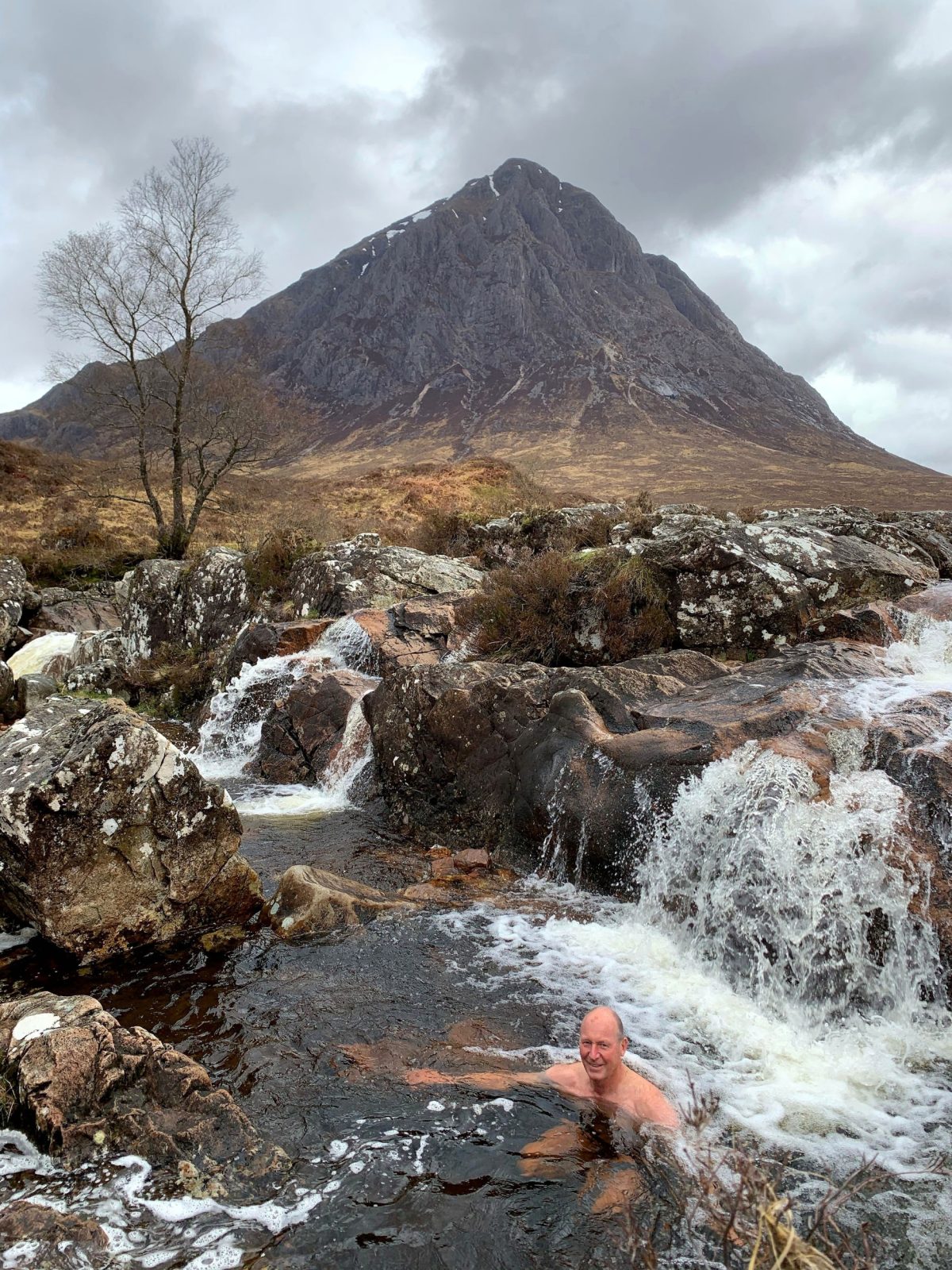 Neil in the waters beneath the Buachaille in Glencoe.