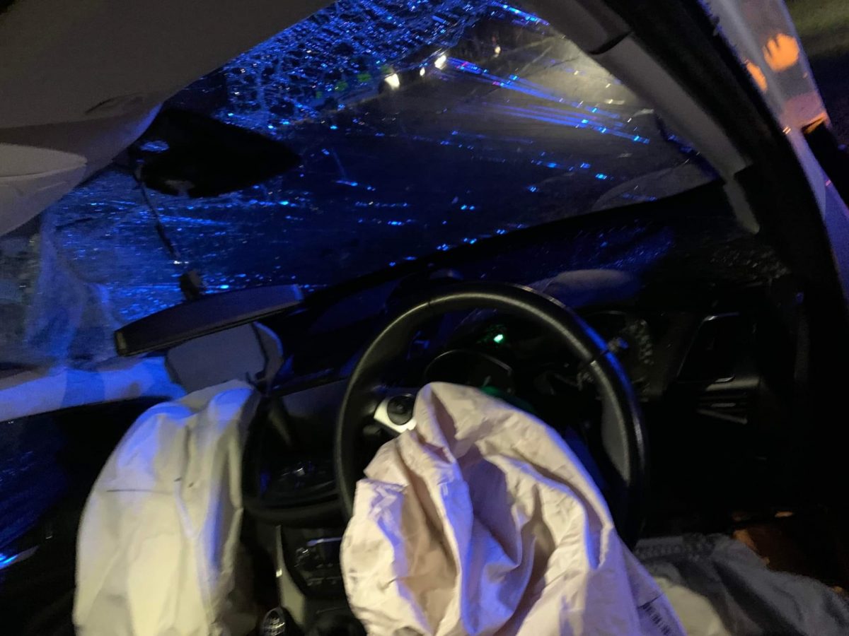 The inside of Pamela's car following the accident.