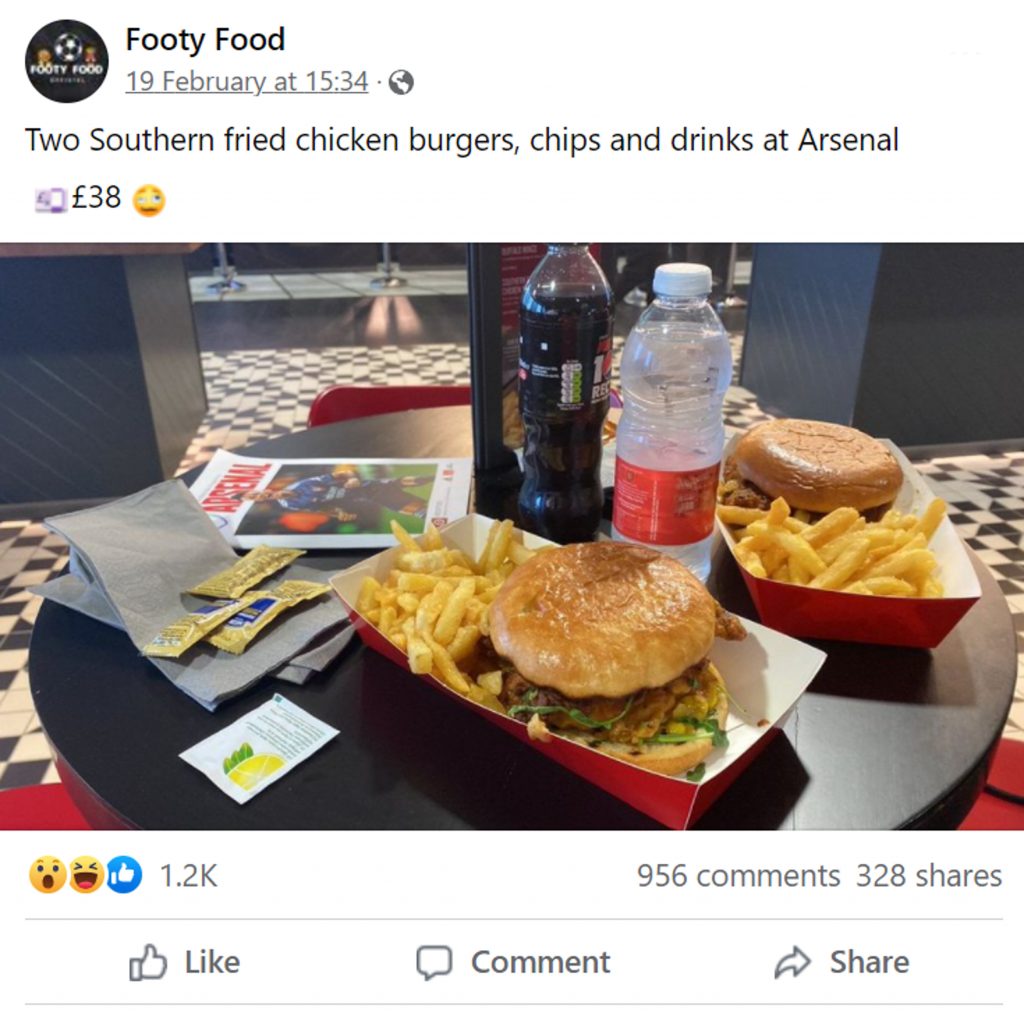 Footy Food posted about the cost