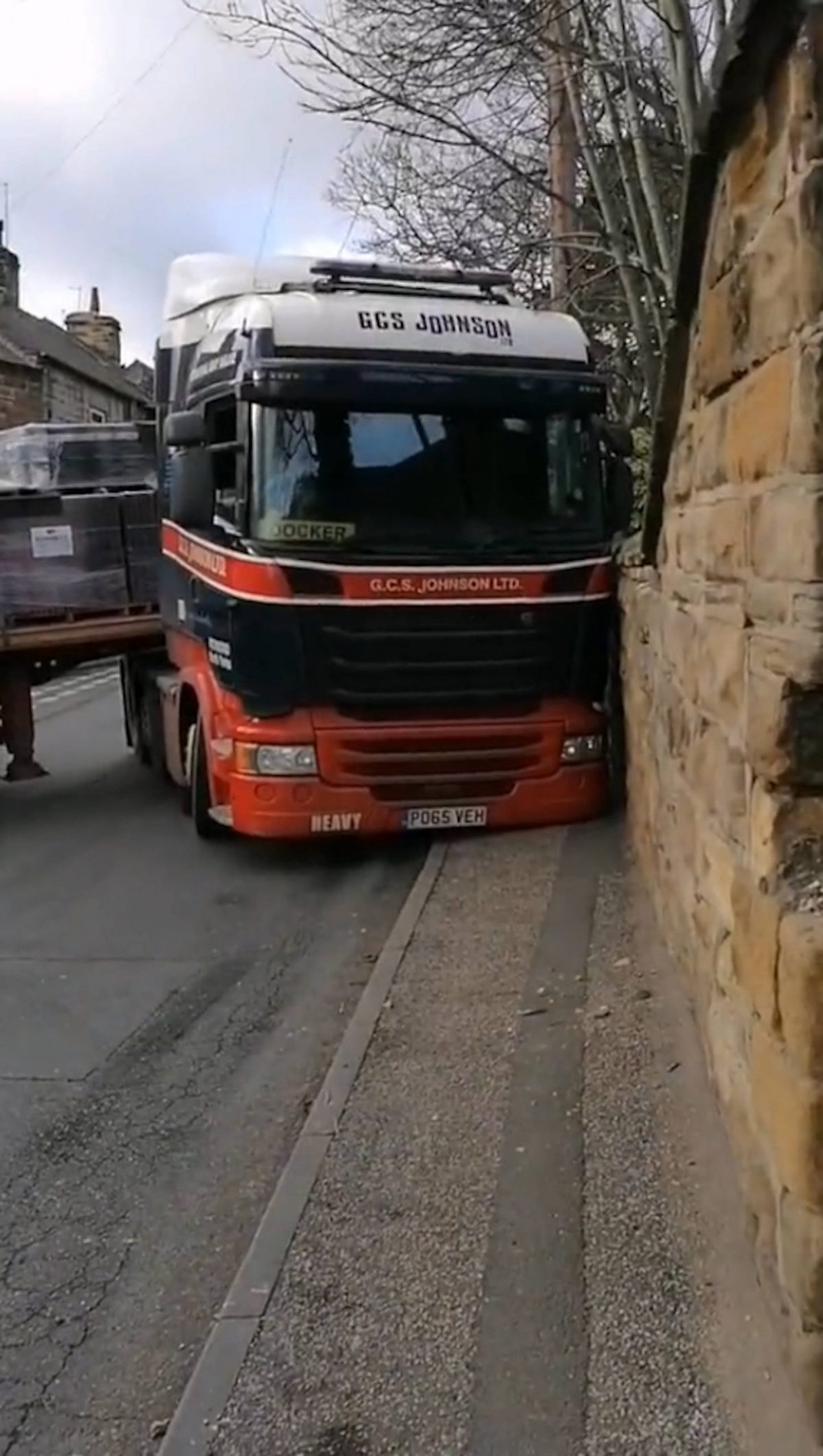 HGV driver blocking two roads with truck
