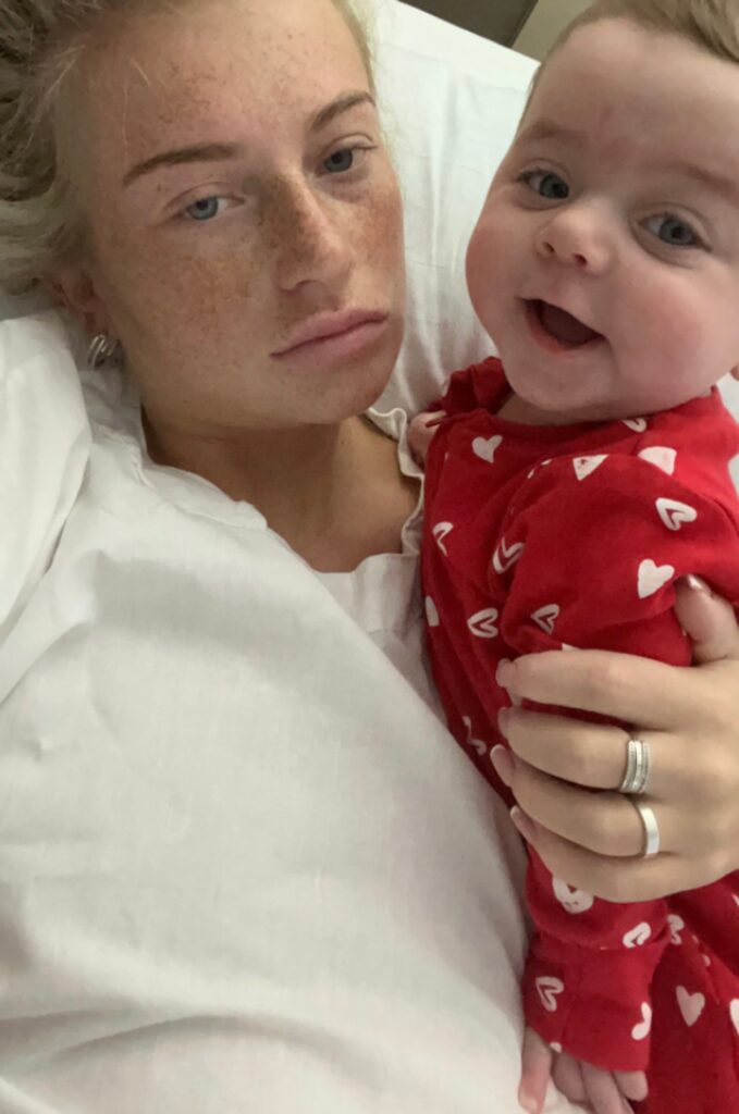 Angel with her daughter Sierra while in hospital