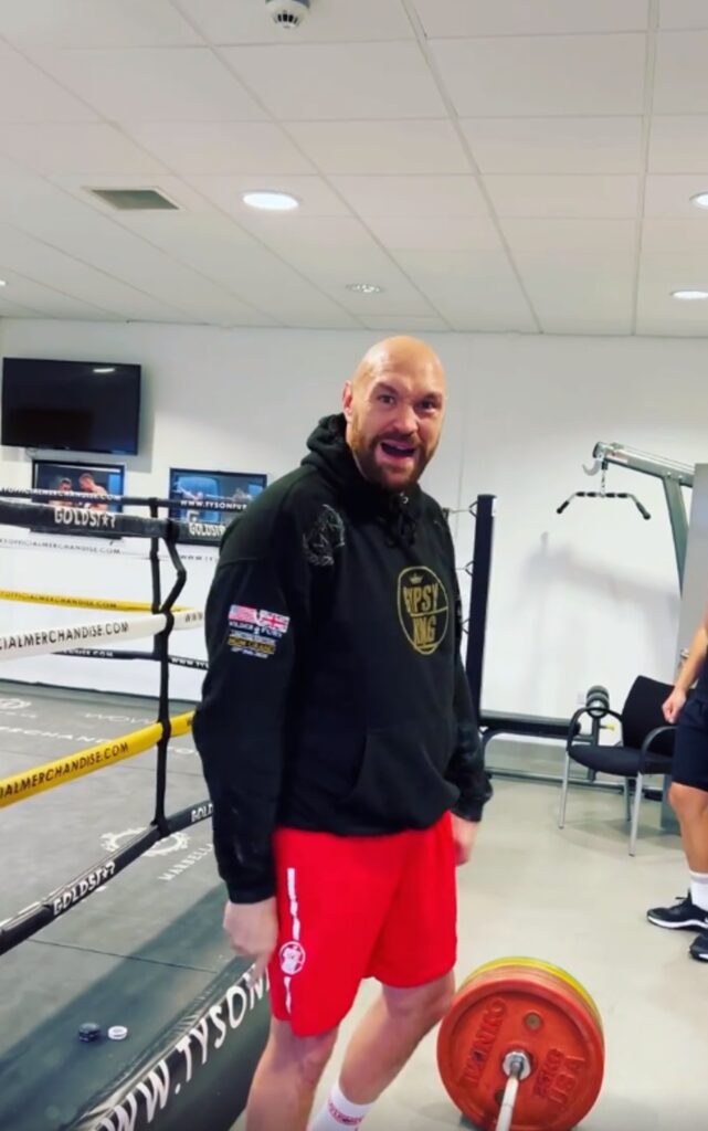 Tyson Fury working out at the gym