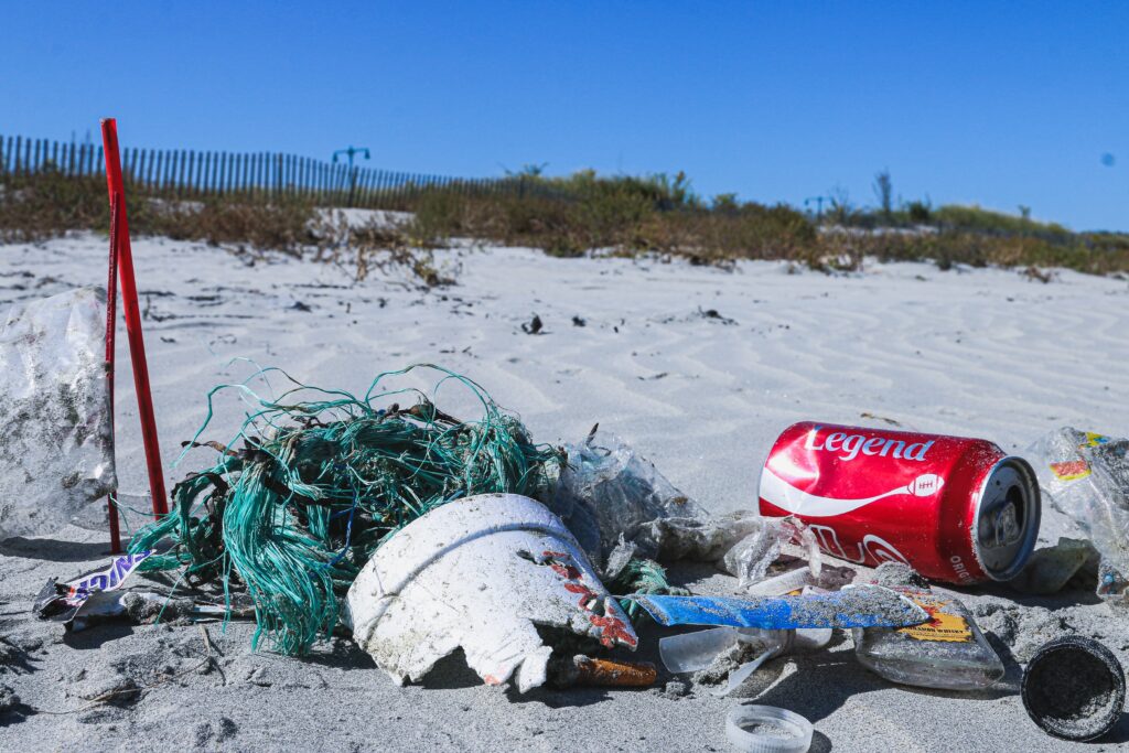 Miscellaneous debris on beach.