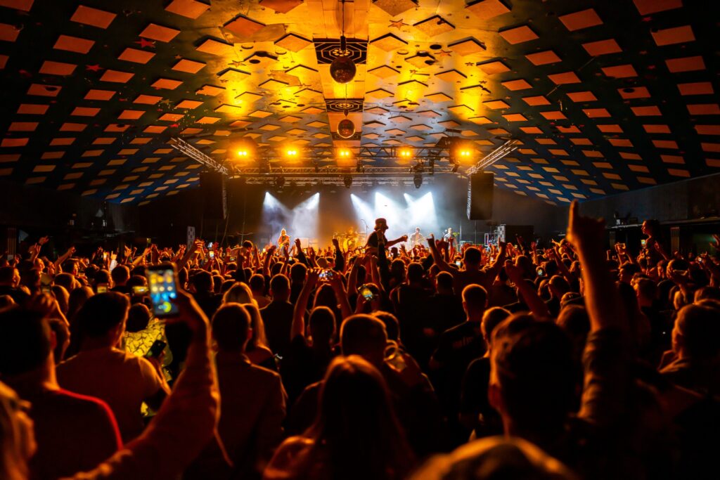 A crowd at a live event in the Barrowland Ballroom in Glasgow.