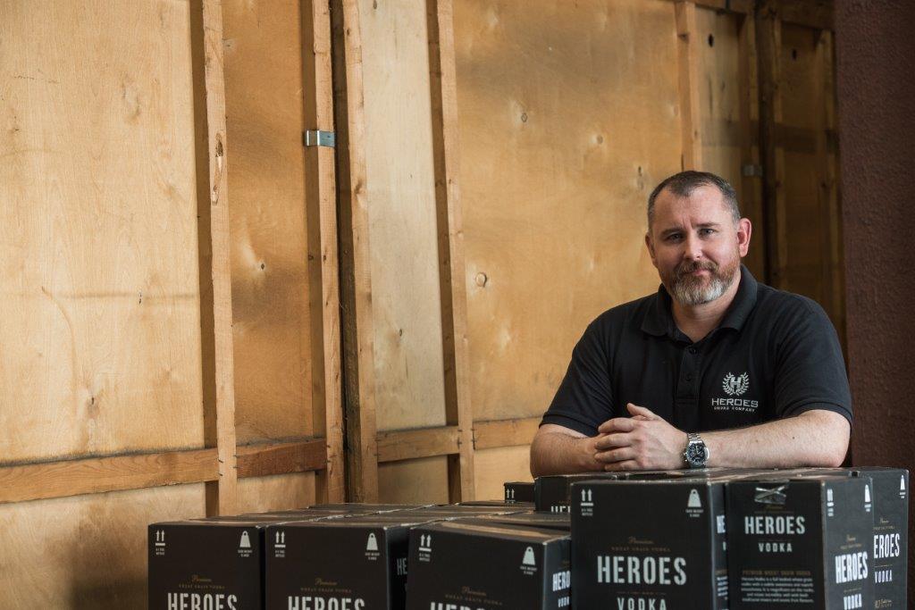 Heroes Drinks founder Chris Gillan in their Edinburgh warehouse.