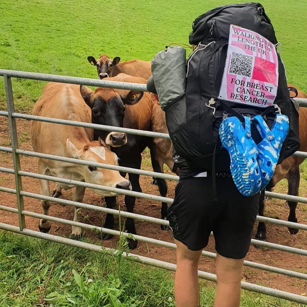 Ben with cows and backpack 