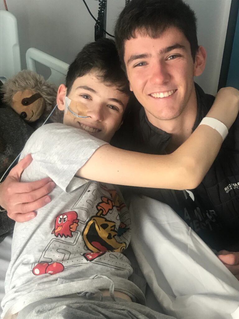 Daniel with brother James in hospital.