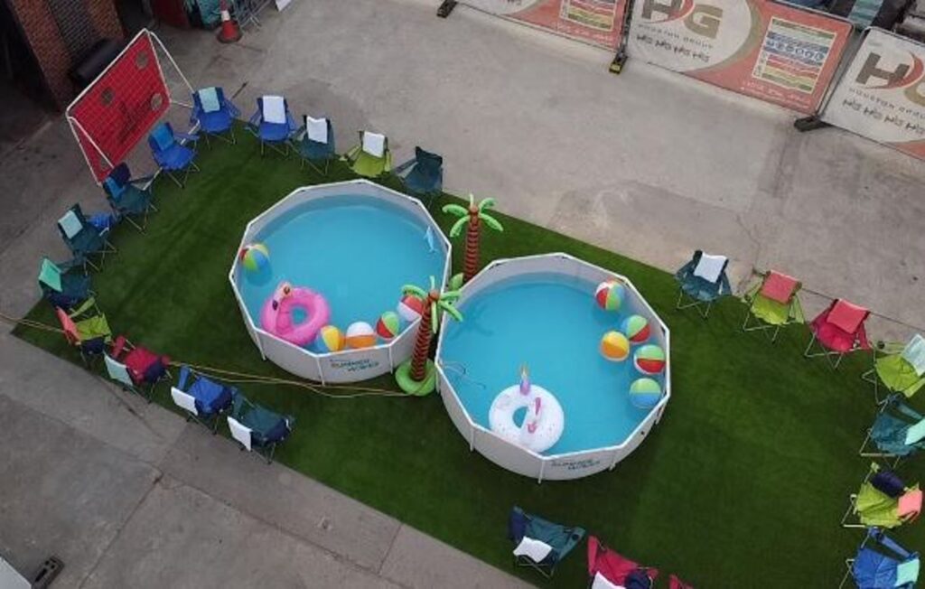 The company hired two large pools