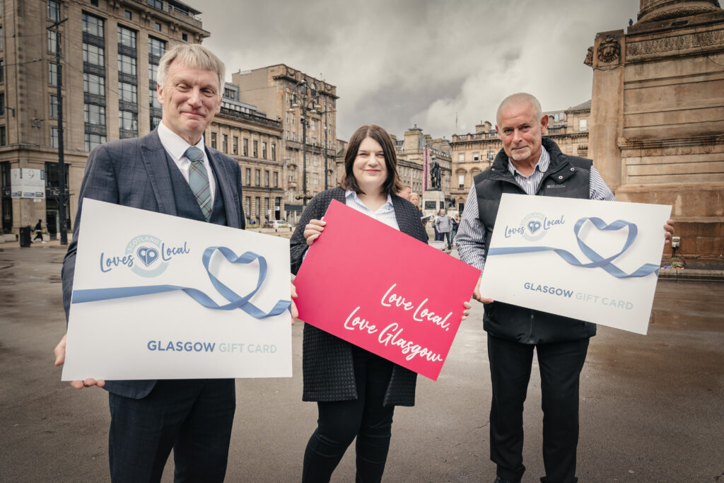 Scottish Government Business Minister Ivan McKee, Glasgow City Council Leader Susan Aitken and Scotland's Towns Partnership Chief Officer Phil Prentice.