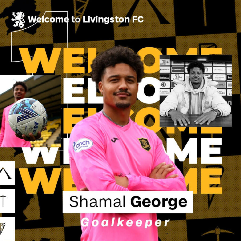 Promotional image welcoming Shamal George to Livingston.