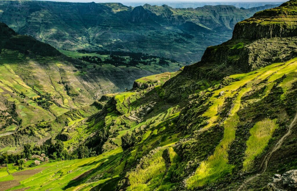 A panoramic view of the Ethiopian Highlands.