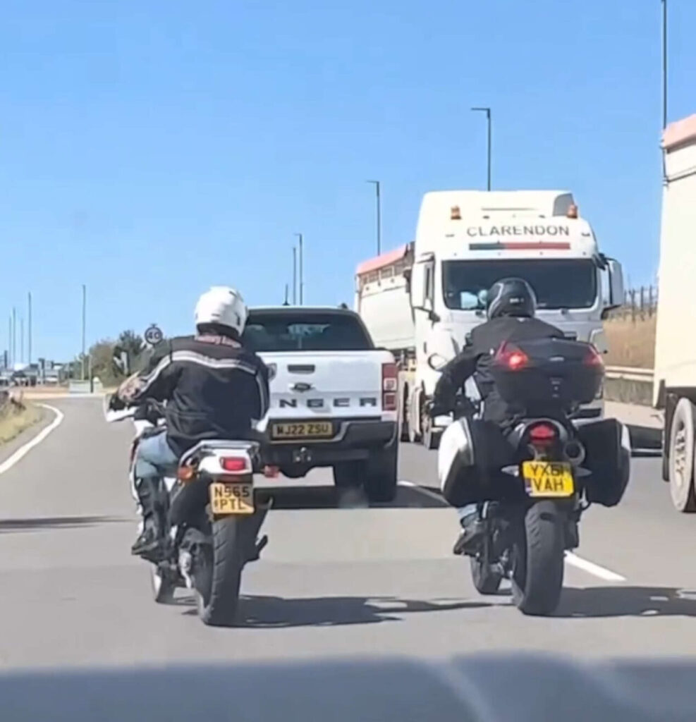 Ford Ranger blocking motorcyclists