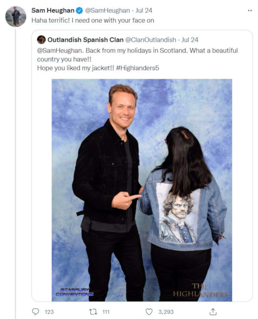 Sam Heughan tweeted about the jacket
