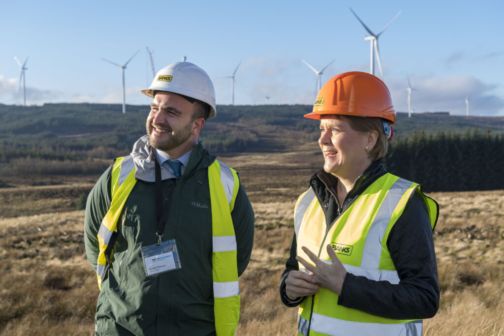 Gordon Thomson, Head of Projects at Banks Renewables, with First Minister Nicola Sturgeon.