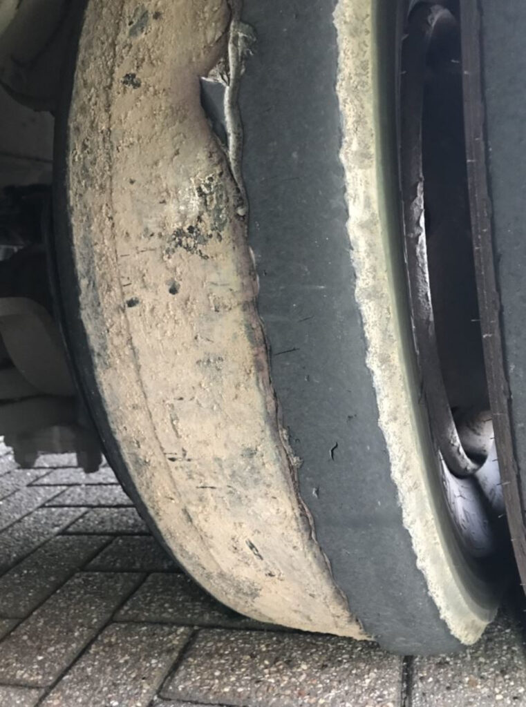 The bald tyre.