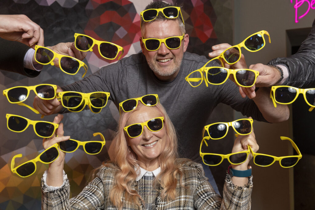 Barry Hutcheson and Wendy Bremner of MIKA & Me with Beatson sunglasses.