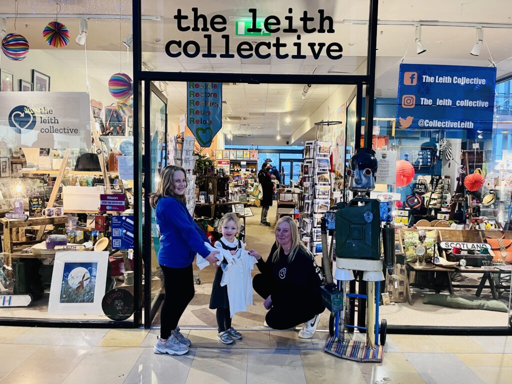 Kids with a uniform at the Leith Collective store.