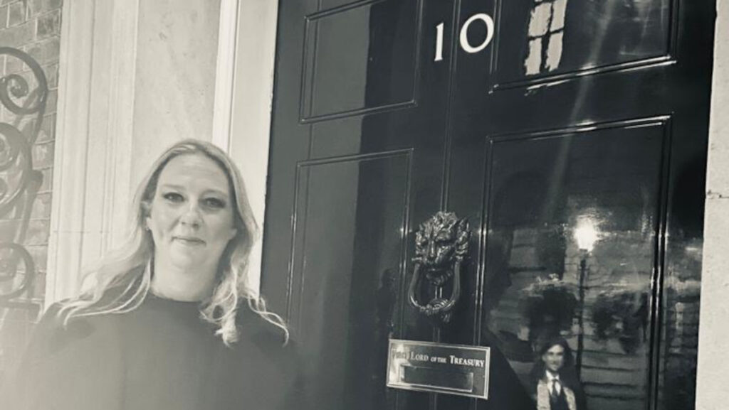 Leith Collective founder Sara Thomson outside 10 Downing Street.