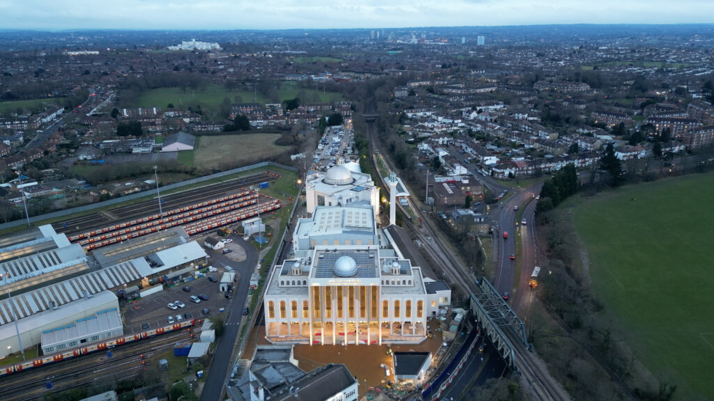 An aerial view of the Baitul Futuh Mosque.