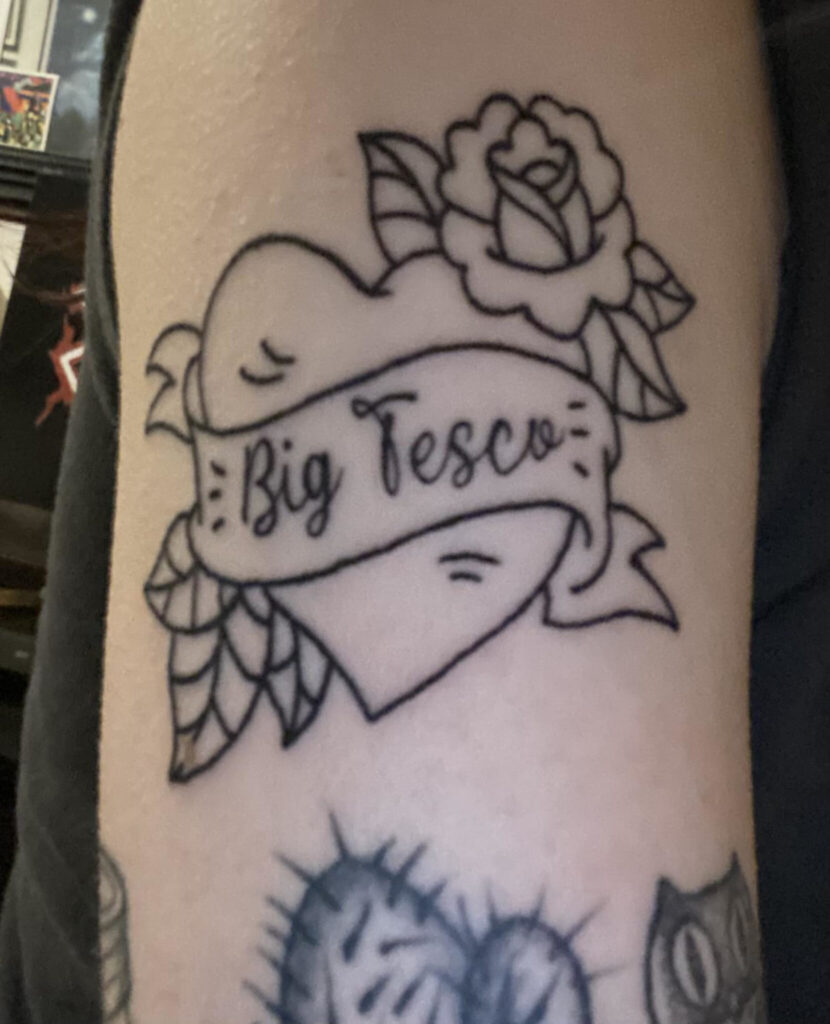 The tattoo showing the love for Tesco