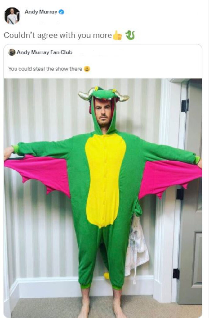 Andy Murray in a dragon onesie.