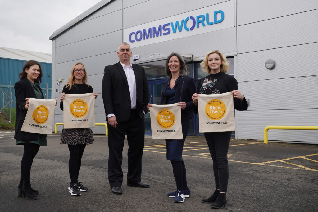 From Left, Fiona McAuliffe from Right There, Sam Reymbaut from Commsworld, Steve Langmead, Janet Haugh, and Denise McDonnell from Commsworld.