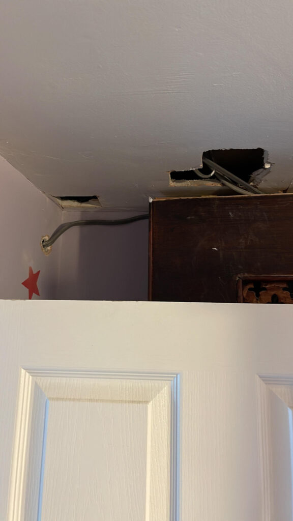 A hole in the ceiling.