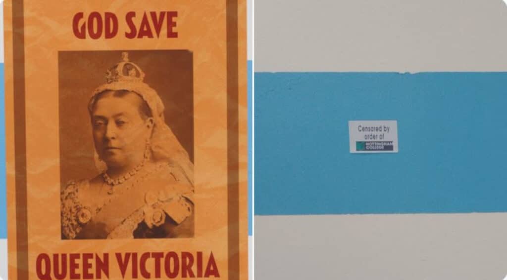 A Queen Victoria photo and a photo showing it was allegedly censored.
