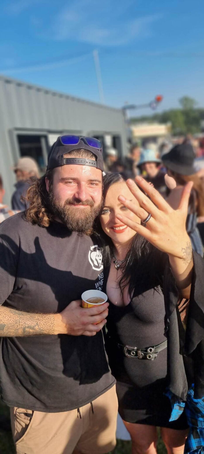 Video shows moment two festival-goers get engaged in circle pit
