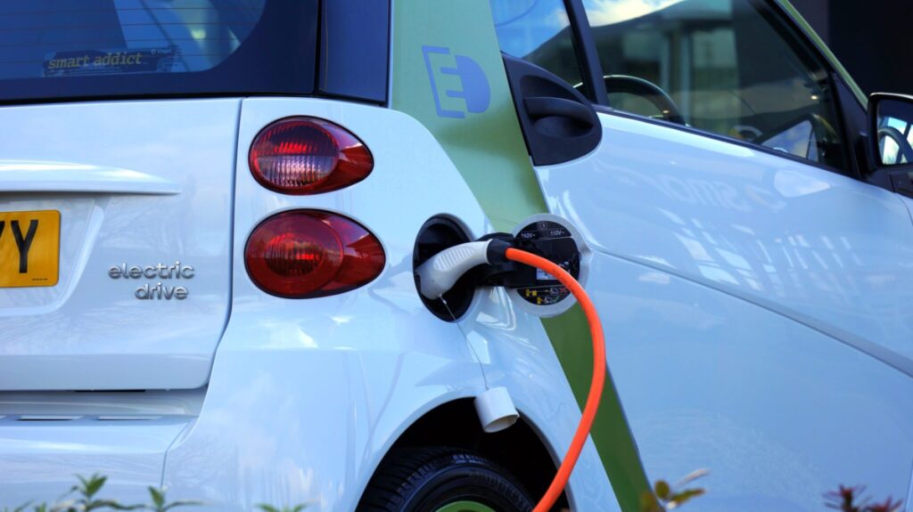 Close up of an electric car being charged