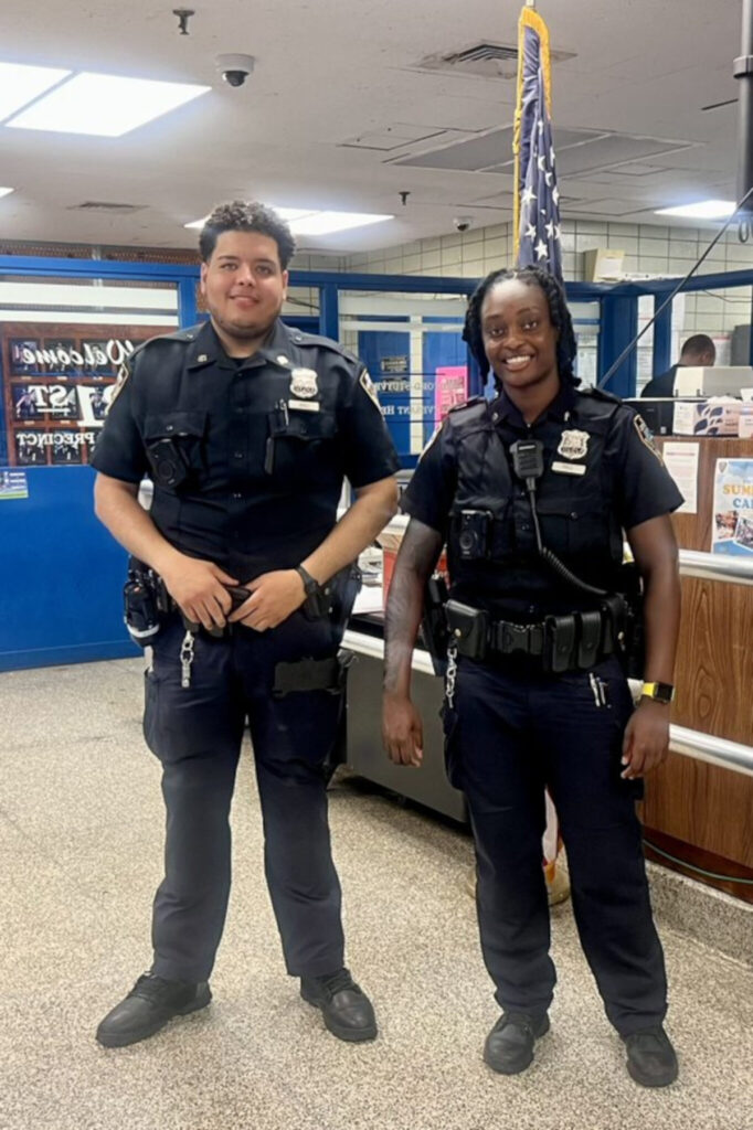Officers Baez and Hall from the NYPD 81 Precinct.