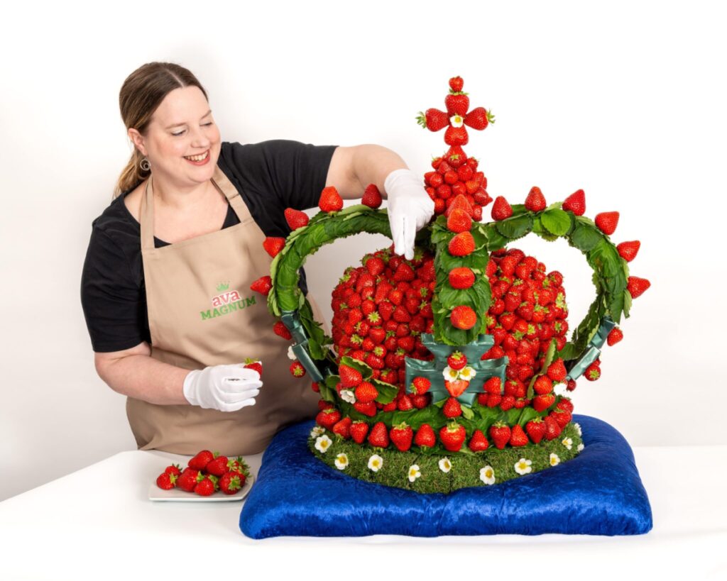 Prudence Staite with her strawberry crown