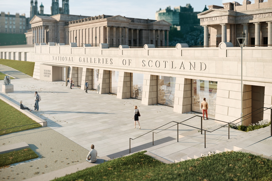 Artist's rendition of the new galleries in Princes Street Gardens.
