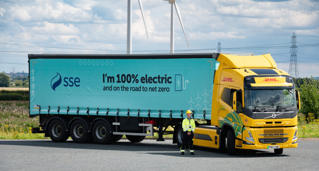 Ben Brickwood, EV project development manager at SSE Energy Solutions, pictured earlier this year with an electric HGV.