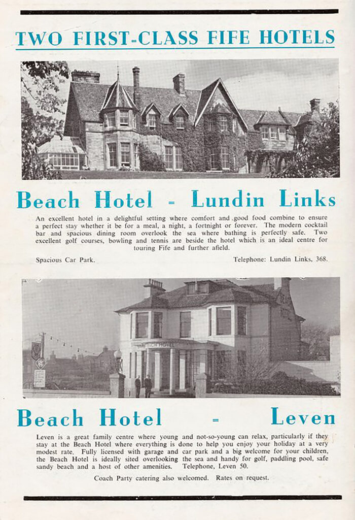 An advertisement for the sister hotels in Fife.