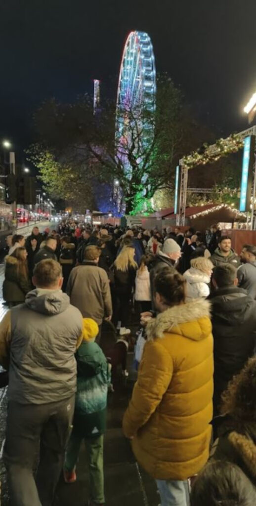 A busy Christmas market.