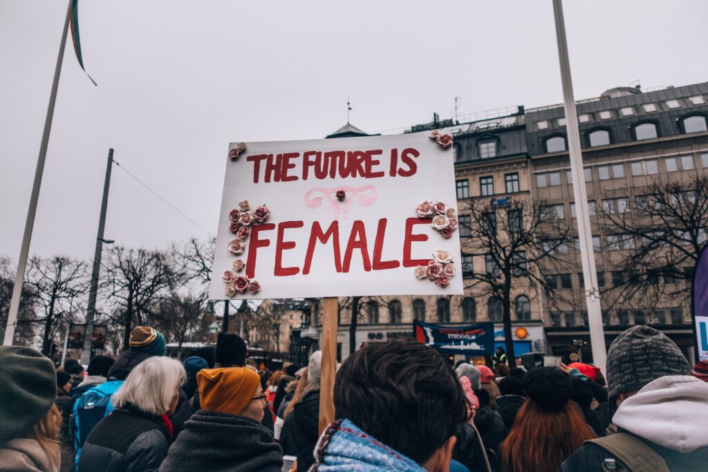 Sign with the famous slogan 'The Future is Female'. Photo by Lindsey LaMont on Unsplash.
