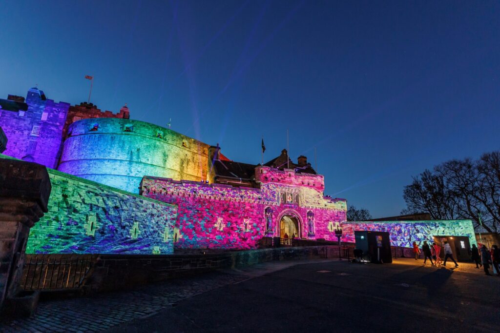 The castle with rainbow colours.