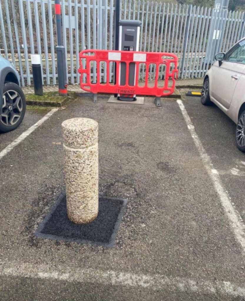 The vehicle charging point was completely blocked off.