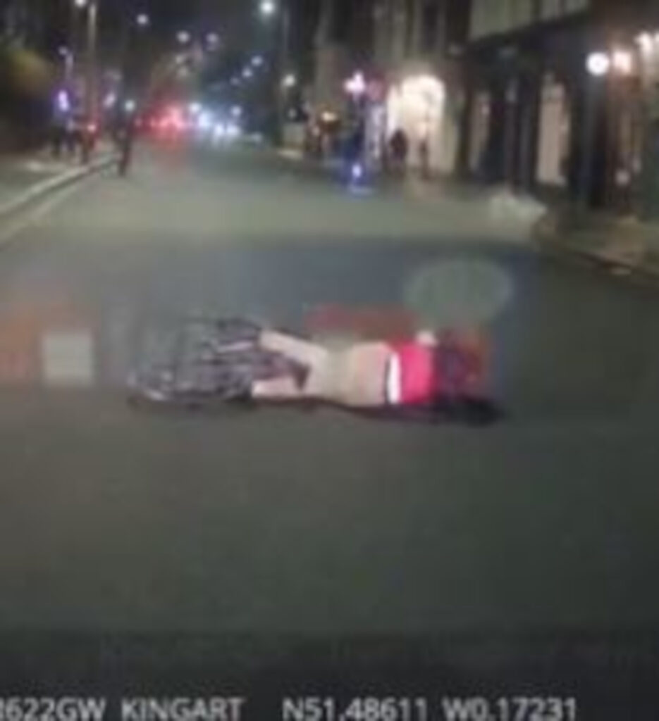 drunk cyclist falling on road- UK News