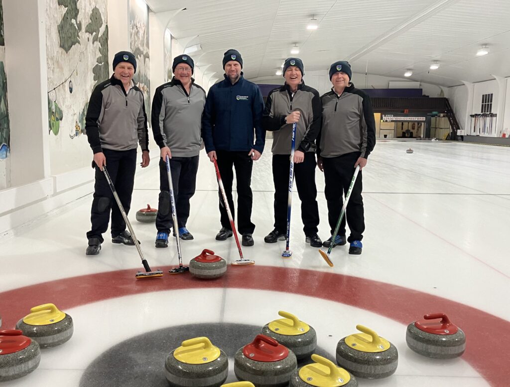 HHIB's David Murchie (middle) with the Scottish Senior Curling Team from left John Agnew, Hammy McMillan, Gerald Baillie, Murray McWilliam