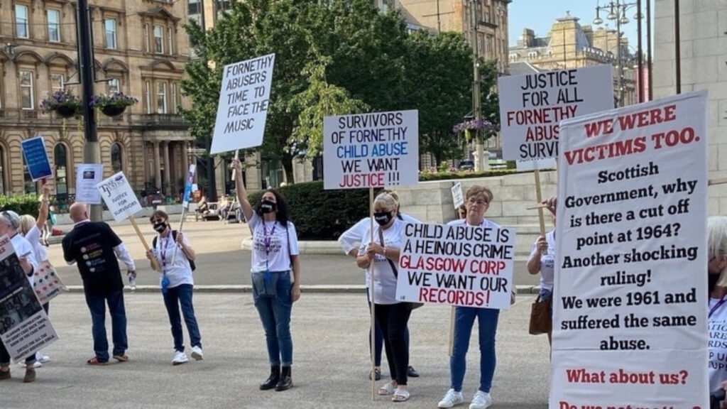 The Fornethy Survivors group protesting.