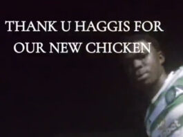 The team named their chicken haggis in honor of their donor.