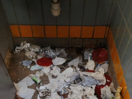 The public toilets have been left filthy and in a state of disrepair.