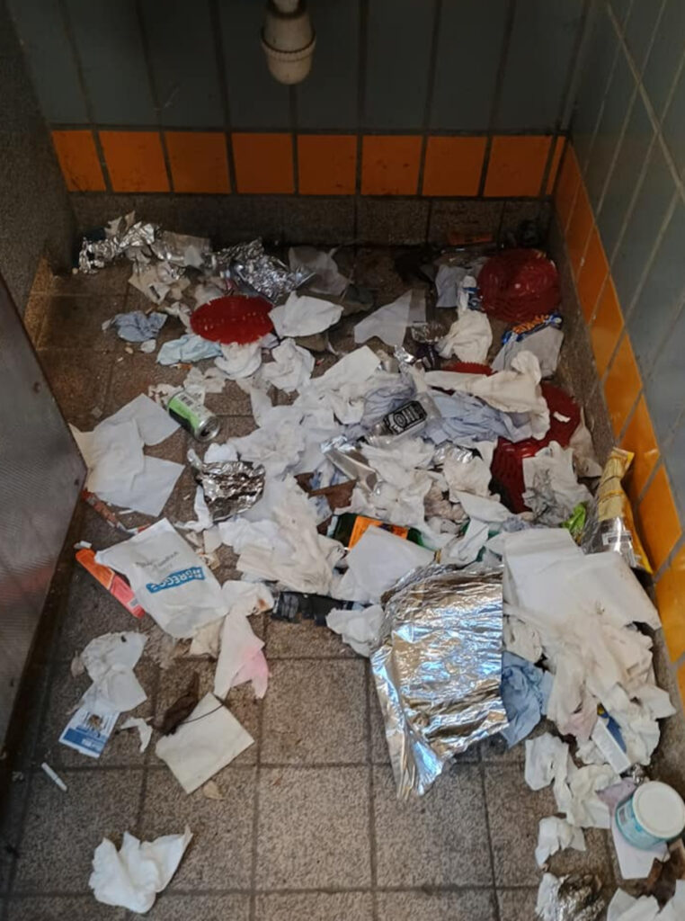 The public toilets have been left filthy and in a state of disrepair.